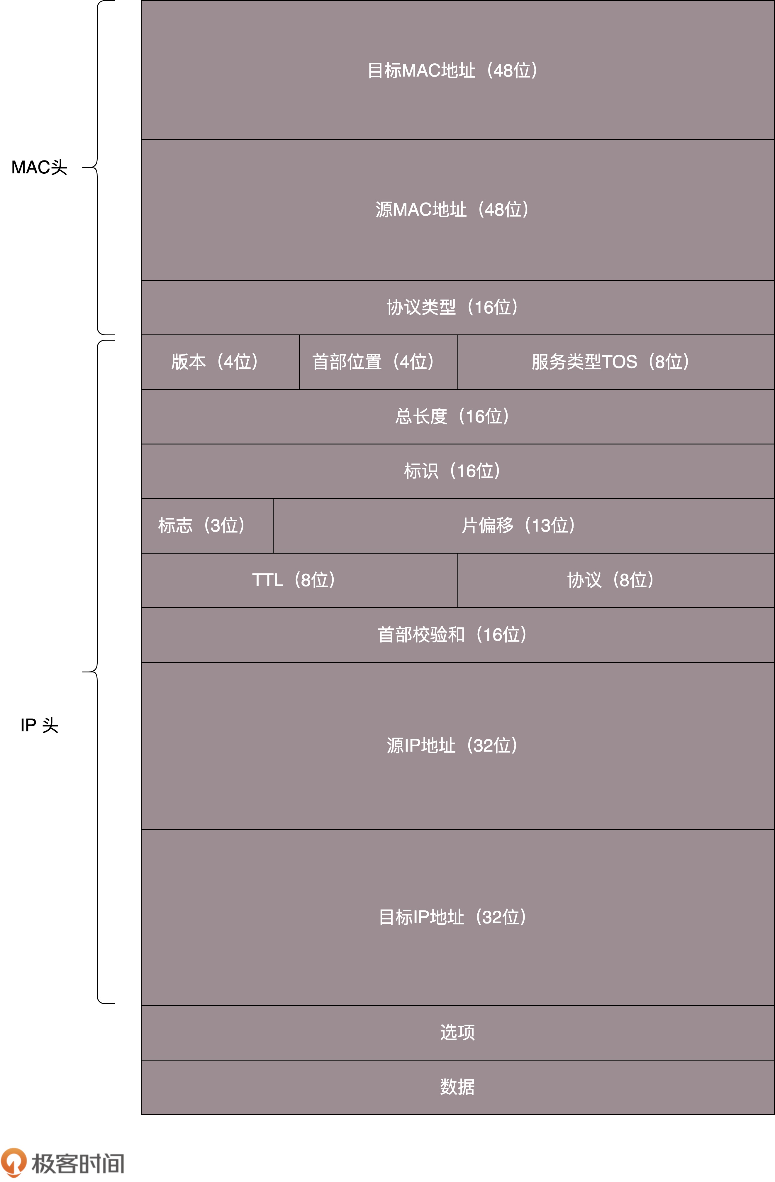 IP、MAC数据包-图片来自(https://time.geekbang.org/column/article/8590)